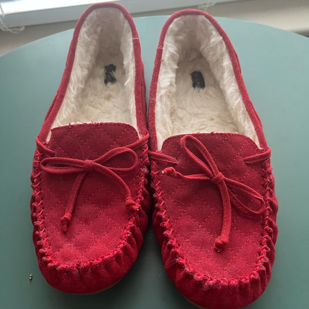 Talbots Red Quilted Moccasin Slippers